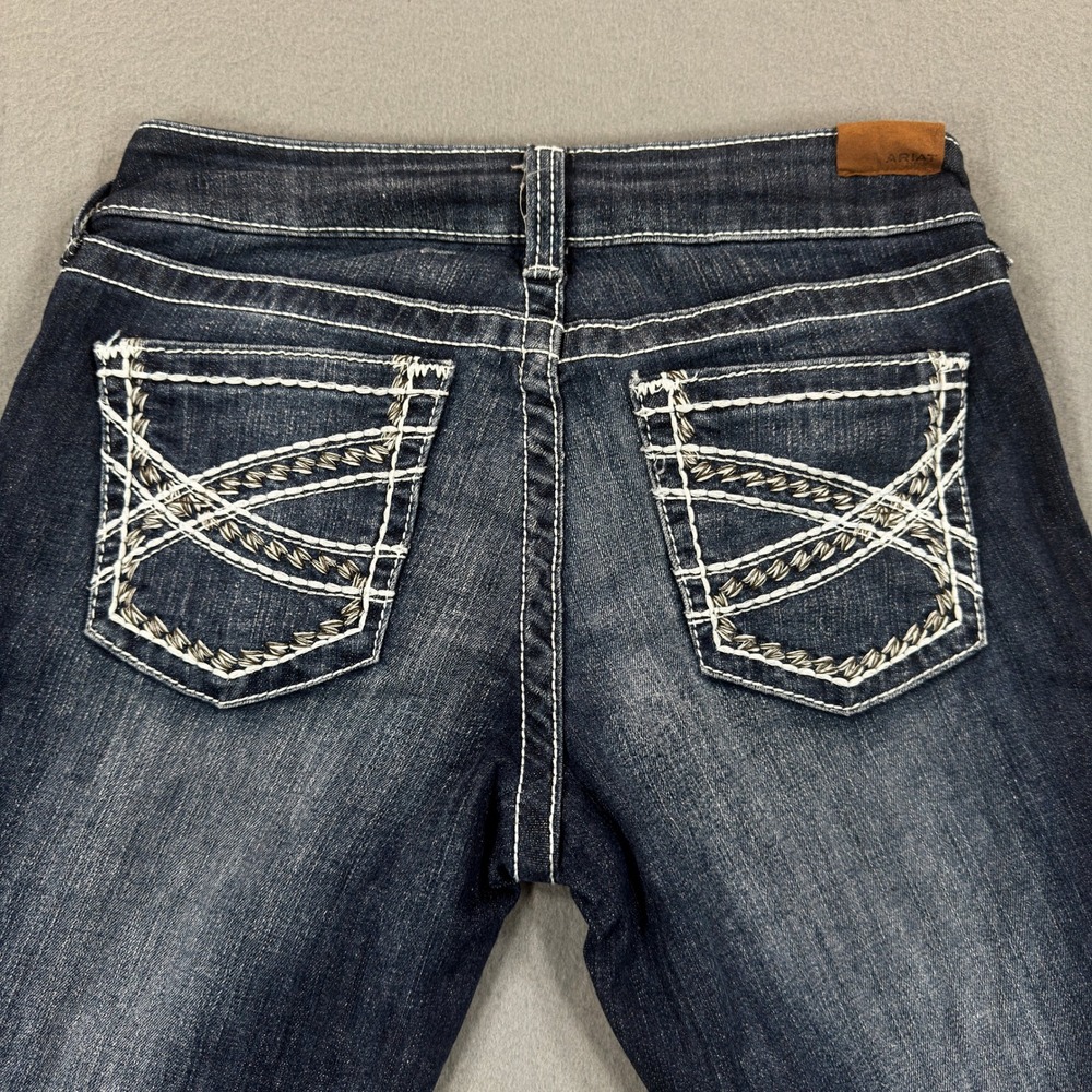 Ariat Denim Trouser Jeans Dark Wash Contrast Stitch Wide Leg 28L